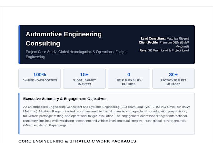 provide expert automotive consulting, project management, engineering advisory